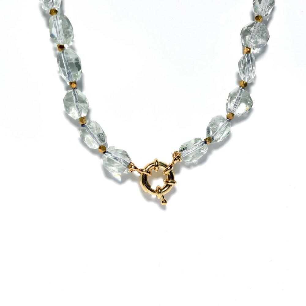 14KGold Filled Green Amethyst & Aventurine Ribbon Knotted OOAK Necklace - Picture 7 of 7